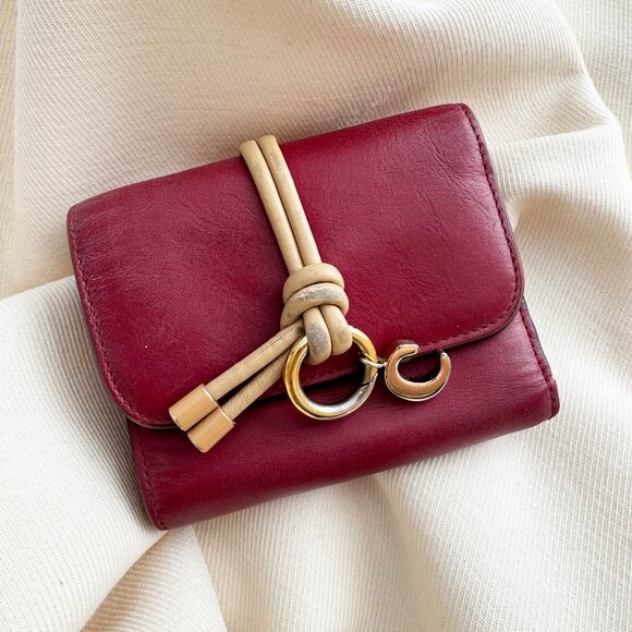 Chloe "Alphabet" Small Foldover Wallet in Dark Red ** as is ** - Picture 1 of 9